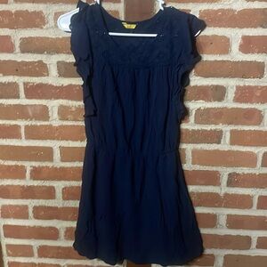 Prince & Fox, navy dress, ruffle sleeves. Size small